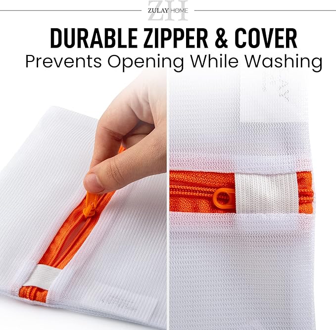 Zulay Home 3 Pack Mesh Laundry Bags for Delicates - Reusable Mesh Laundry Bags for Washing Machine - Laundry Bags Mesh Wash Bags For Underwear, Lingerie Stockings, Socks (1 Large, 1 Medium, 1 Small)
