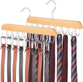 ELONG HOME Belt Hanger for Closet, 2 Pack Closet Organizers and Storage Belt Rack Max 48 Belts, Multifunction Wooden Hanger Tie Rack