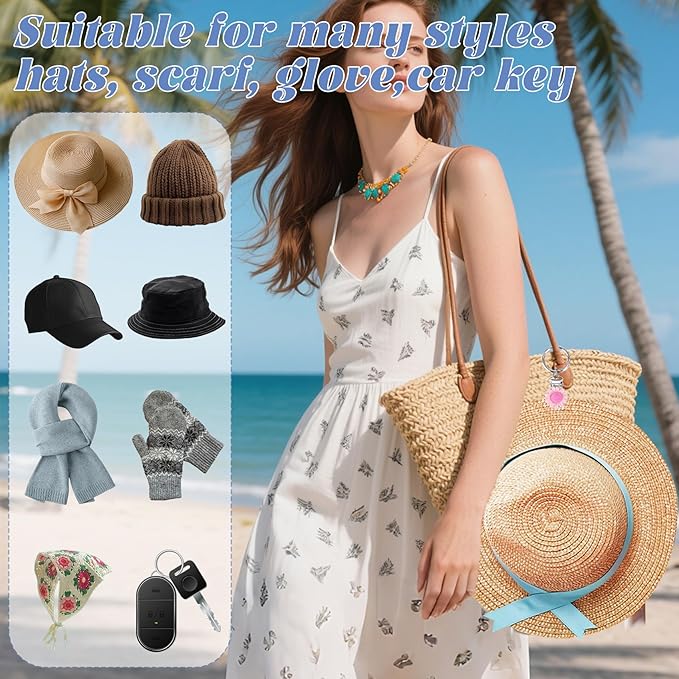 6 Pcs Flower Hat Clips for Travel on Bag Non-Magnetic Secure Hat Holder with PE Pad Waterproof Resin & Fabric Cute Travel Accessories for Women Backpack Luggage Beach