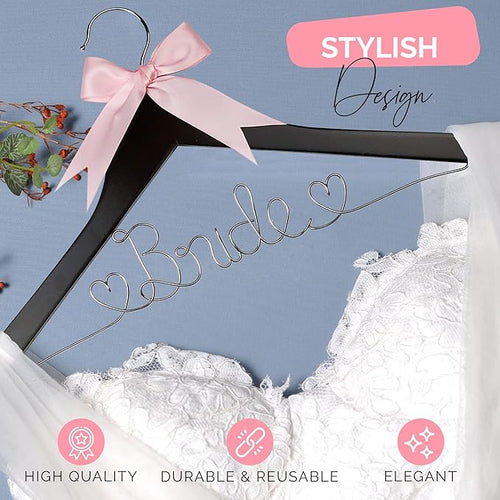 Bride Hanger for Wedding Dress, Wooden Gown Display with White Finish, Elegant Keepsake for Ceremony Photos, Bridal Shower Gift, Getting Ready Accessory for Special Day(Anatto Wood)