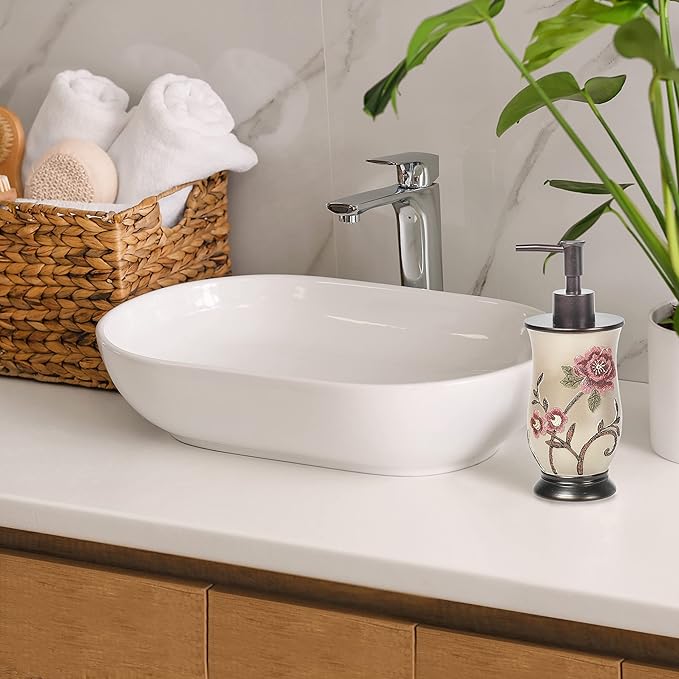 Zahari Home Larrisa Stylish Soap Dispenser Set - Modern Print Design for Kitchen and Bathroom - Lotion Pump, Dish Soap, Hand Sanitizer, Hand Soap - Cute and Practical