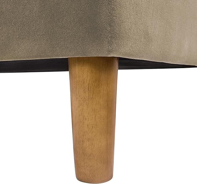 Homepop Home Decor | Tufted Ainsley Button Storage Ottoman Bench with Hinged Lid | Ottoman Bench with Storage for Living Room & Bedroom,Fawn Velvet