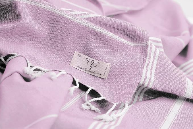SMYRNA TURKISH COTTON Classical Series Turkish Hand Towels Set of 2, 18x30 inch, Decorative Turkish Hand Towels for Bathroom, Kitchen, Face, Hair, Tea, Yoga, Gym, Dishcloth Set of 2, Blush Pink