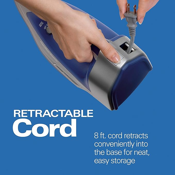 Hamilton Beach Steam Iron & Vertical Steamer for Clothes with Scratch-Resistant Durathon Soleplate,8' Retractable Cord,3-Way Auto Shutoff,Anti-Drip,1500 Watts,Blue,(Pack of 2)