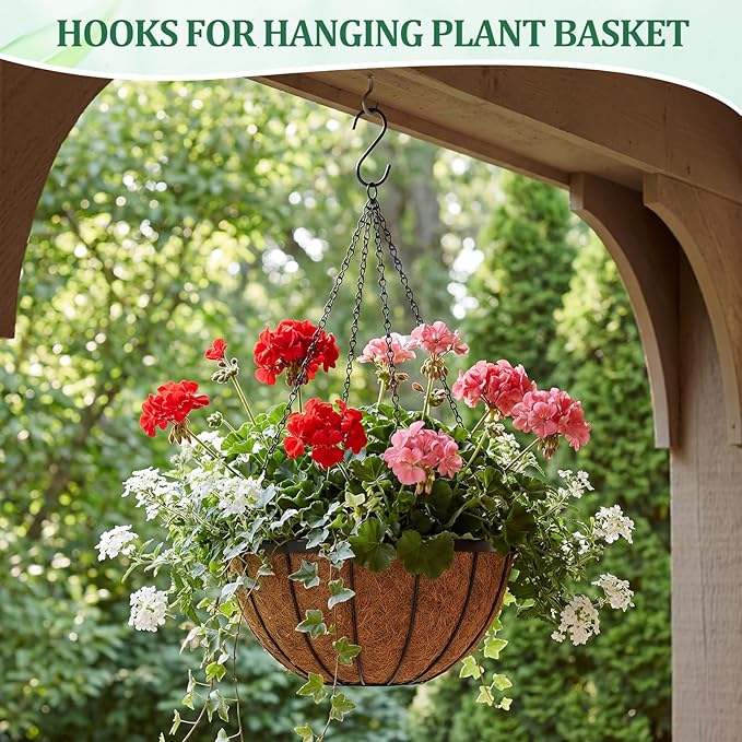 36 Pack 6 Inch Black S Hooks for Hanging Pots and Pans, Vinyl Coated Metal Kitchen Pot Rack Hooks Heavy Duty Hangers for Closet Jeans Utensils Coffee Mugs Plants
