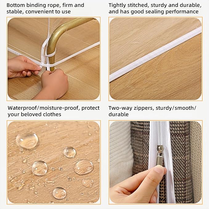 Clear Garment Rack Cover, Transparent Clothes Rack Cover with 2 Smooth Zipper, Dustproof and Waterproof Clothing Protector (M:59"L x 20"W x 59"H)