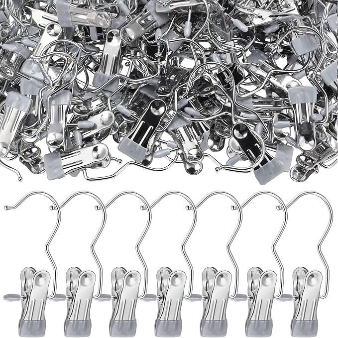 Yinder Boot Hangers Clips Laundry Hooks Hanging Stainless Steel Clothes Pins Portable Hangers for Closet Travel Socks Pants Handbags Hats Towels(Grey,250 Pcs)