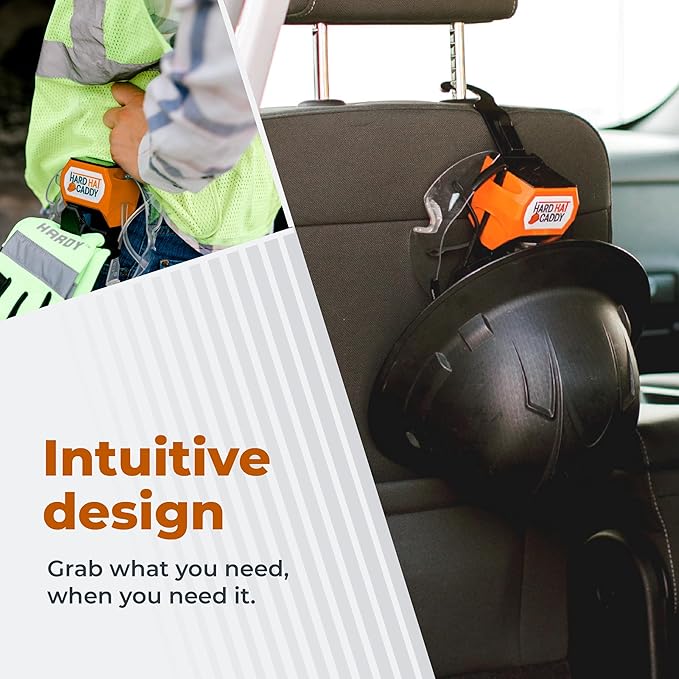 Hard Hat Caddy, All in One PPE Organizer with Magnetic Backing, Belt Clip, & Hook, Compatible with Safety Gear Brands
