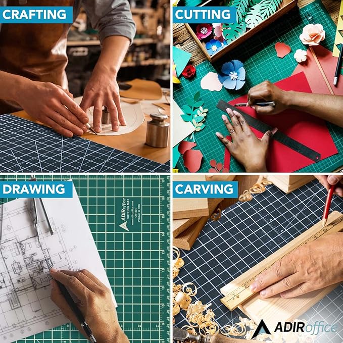 Adir Self Healing Cutting Mat - 24x36 Inches Quilt and Sew Cutting Mat with 5 Layers, Double Sided Cutting Mats for Crafts - Reversible Non-Slip Cutting Pad with Grid