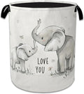 Cute White Elephant Laundry Basket Collapsible Laundry Hamper Oxford Storage Bin for Clothes Storage, Toy Organizer, Books and Sundries 16" X 20.8"