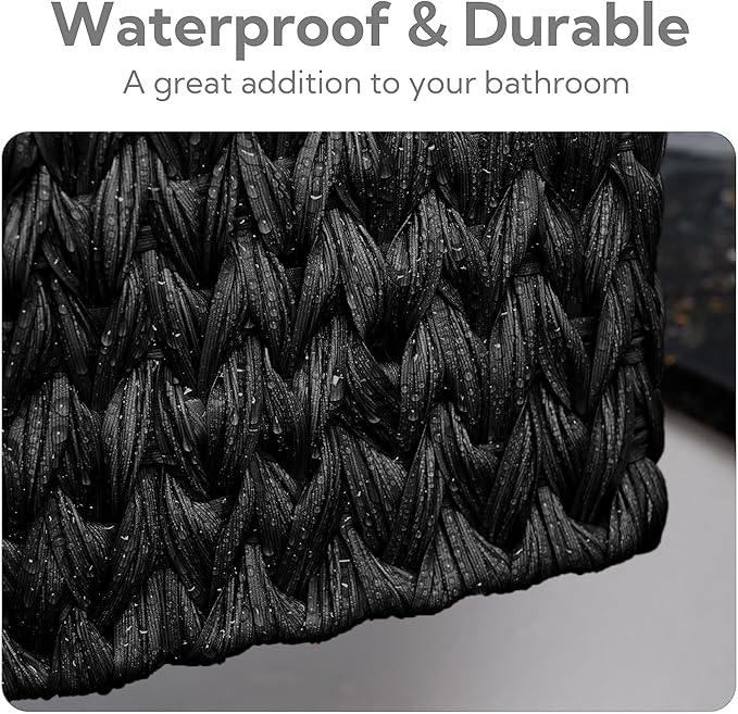GRANNY SAYS Wicker Baskets for Organizing, Wicker Storage Basket for Shelf, Woven Baskets Oraganizer, Waterproof Vanity Basket for Towel, Home Organization, Black, 3-Pack