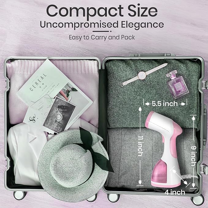 Steamer for Clothes 1500W，30S Fast Heat Plancha a Vapor Para Ropa, 260ML Water Tank Clothing Garment Fabric Iron Travel Steamer Handheld Portable for Wrinkles