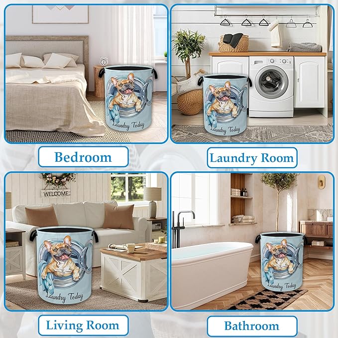 Dog Laundry Today Large Storage Basket, Collapsible Laundry Basket Oxford Storage Bin for Toy Bins Gift Baskets Bedroom Clothes Children Nursery Hamper 16" X 20.8"
