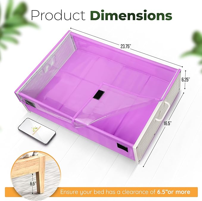 Under Bed Plastic Drawers with Rolling Wheels - Storage Containers with Dual Handles for Easy Access - Space Saving Organizer for Shoes and Clothes