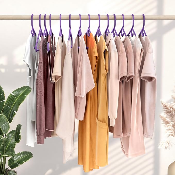 NEATERIZE Ultra Heavy Duty Plastic Clothes Hangers - Purple - Durable Coat, Suit and Clothes Hanger. Perchas De Ropa (38 Pack - Purple)