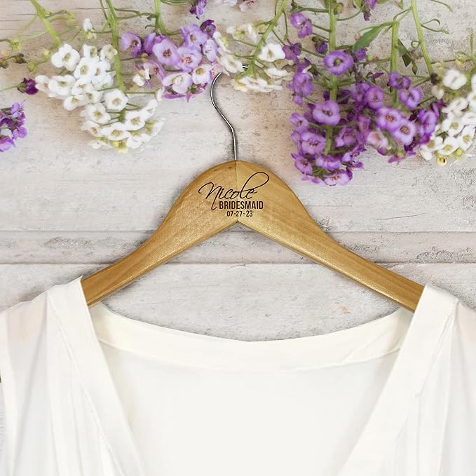 My Personal Memories Custom Engraved Wood Hanger - Personalized for Bride Bridesmaid Wedding Bridal Party