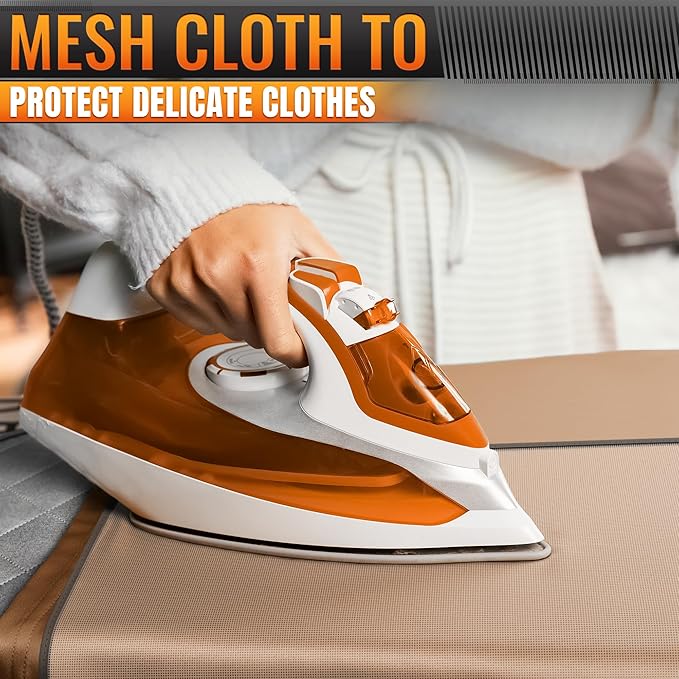 Portable Ironing Mat for Table Top - 39.8" X 18.3" Ironing Pad for Table with Magnetic Edges & 4-Layer Heat Protection, Silicone Iron Rest Pad - Foldable Fabric Mat for Washer, Dryer & Countertop