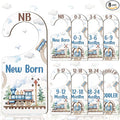 Baby Closet Dividers 8PCS, Retro Train Themed Wooden Double-Sided Clothes Size Hanger/Organizer from Newborn to Toddler for Nursery Decor Baby Shower Birthday Gender Reveal Party Gift