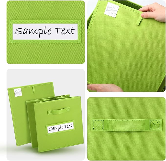 artsdi 11x11 storage cube bins (Set of 10) Foldable Fabric storage cubes with 10 Labels Window Cards & a Pen,11 inch cube storage bin,Closet Organizers for Shelves,Cubby Organizer Boxes,lime green