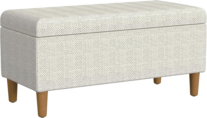 HomePop Malmo Decorative Storage Bench -Cream Chevron Woven