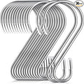 Hotop 36 Pcs S Hooks for Hanging 3.15 Inch Heavy Duty S Shaped Stainless Steel Hook Metal Hanging Curtain Hooks Pan Pot Holder Rack for Pot, Pan, Cups, Plants, Bags, Jeans, Towels(Silver)