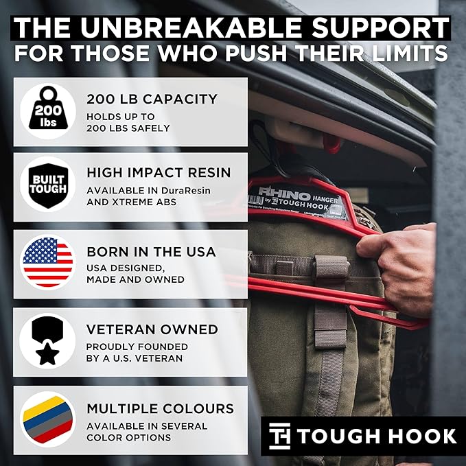 Rhino Tough Hook Heavy Duty Clothes Hangers – USA-Made Military Grade Coat Hanger for Body Armor – 200-lb Capacity Suit Hangers – The Everyday for Everything, The Indestructible Hanger, 1 Tan