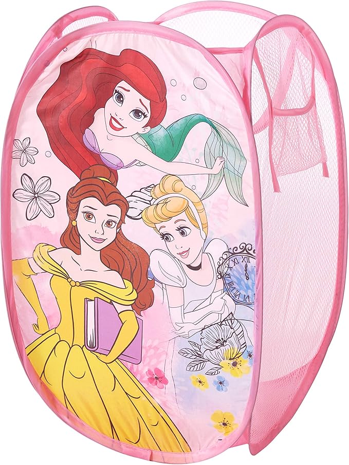 Disney Princess Pop Up Hamper with Durable Handles, 21"H x 13.5"W x 13.5" L
