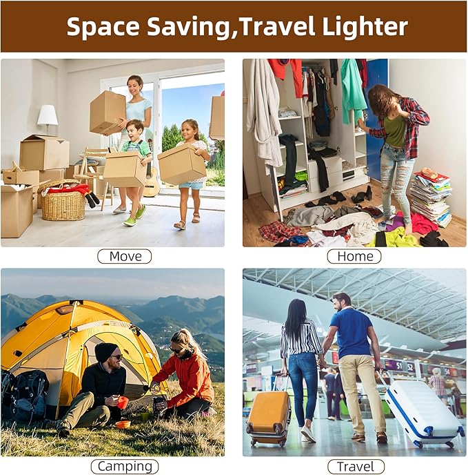 12 Pack Vacuum Bags for Travel with Rechargeable Air Pump Equipped LED Light, Vacuum Storage Bags(4L+4M+4S), 80% Space Saver Vacuum Seal Bags for Blankets, Comforters, Lugggage