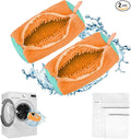 Shoe Washing Machine Bag - Shoe Laundry Bag for Washer and Dryer, Reusable 2 Pack, 360° Deep Cleaning, Self-Locking Zipper, Fits All Sneakers & Tennis Shoes - Orange