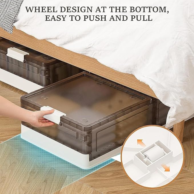 Under Bed Storage Containers, Stackable Under Bed Rolling Storage Plastic Containers, 11.5Gal Storage Bins with Wheels, Multi-purpose Storage Bins with Lids for Clothes, Shoes, And Duvets