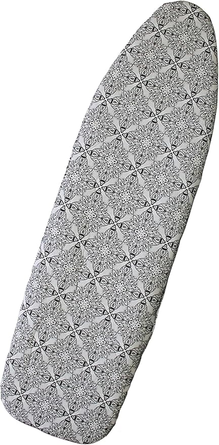 Ironing Board Cover and Pad with Straps - Scorch Resistant Silicone Coating, Fits Standard Size Boards, Elastic Edges for Secure Fit, 100% Cotton Cover, by Dependable Industries
