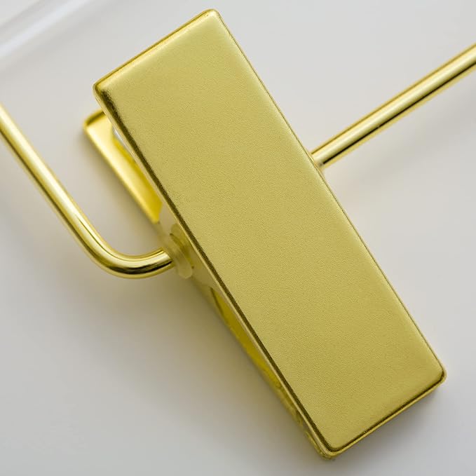 HomeCube USA Clear Acrylic Clothes Hanger with Gold Hooks & Clips – Heavy Duty Organizer for Skirts, Pants & More – Elegant Lucite Design for Closet, Home, Boutique & Retail Use