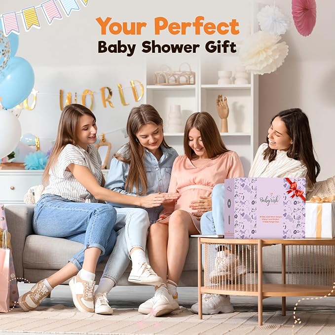 Velvet Baby Hangers with 10x Clips and 8X Dividers (30 Pack) | 11” Ultra-Slim Baby Clothes Hangers | Non-Slip Felt | Space-Saving Nursery & Infant Closet Organizer | Blue