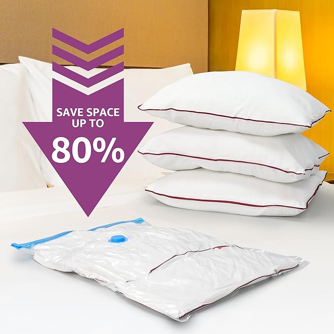 Space Bags Vacuum Storage Bags (Jumbo 12 Pack) Save 80% Space - Vacuum Bags for Comforters and Blankets, Bedding, Compression Seal for Closet Storage - Pump for Travel