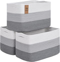 Baskets for Organizing,Storage Baskets,3 Pack Baskets for Shelfves,15"×10"×9" Woven Grey Basket,toy storage bins,bins for organization