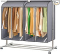 MISSLO 35" Clear Garment Bags for Hanging Clothes Fully Enclosed Coat Covers for Closet Storage with Large Clear Window and 3 Zippers (Rack not included), 2 Packs