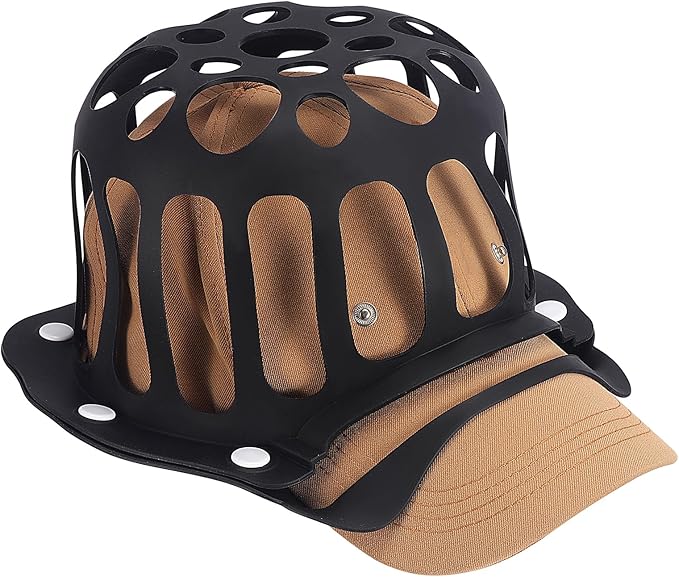 OCR Silicone Hat Washer Cage for Baseball Caps - Gentle Washing, Durable & Reusable Hat Cleaner for Flat & Curved Hats, Fits Most Sizes, Easy-to-Use Washing Machine Tool (Black)