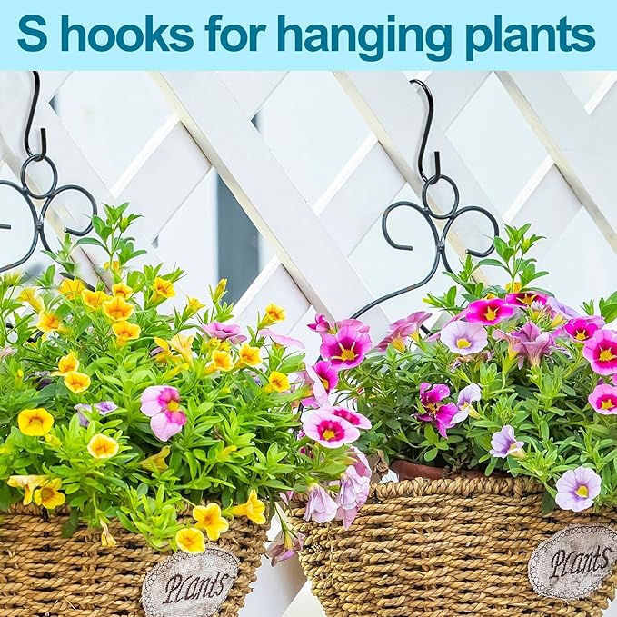 24 Pack S Hooks, 3.5 Inch Heavy Duty S Hooks for Hanging Plant, Large Closet Rod Hooks for Jeans Bags, Black Metal S Shaped Hook for Plant Basket, Pots Pans Wire Shelf Rack, Utensils, Towels
