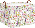 Rectangle Storage Basket with Handles,Collapsible Storage Bin,Books Box,Gift Basket(Flowering Shrubs)