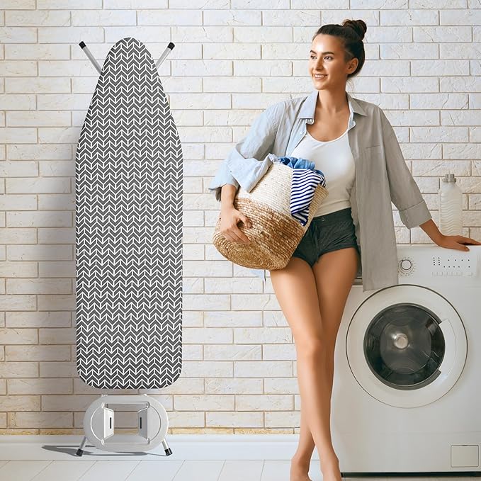 BNDX Ironing Board Cover and Pad 18" x 49" – Scorch-Proof, Tension Fit for Home Business Owners, Hotels, Professionals – Ebony Wheat