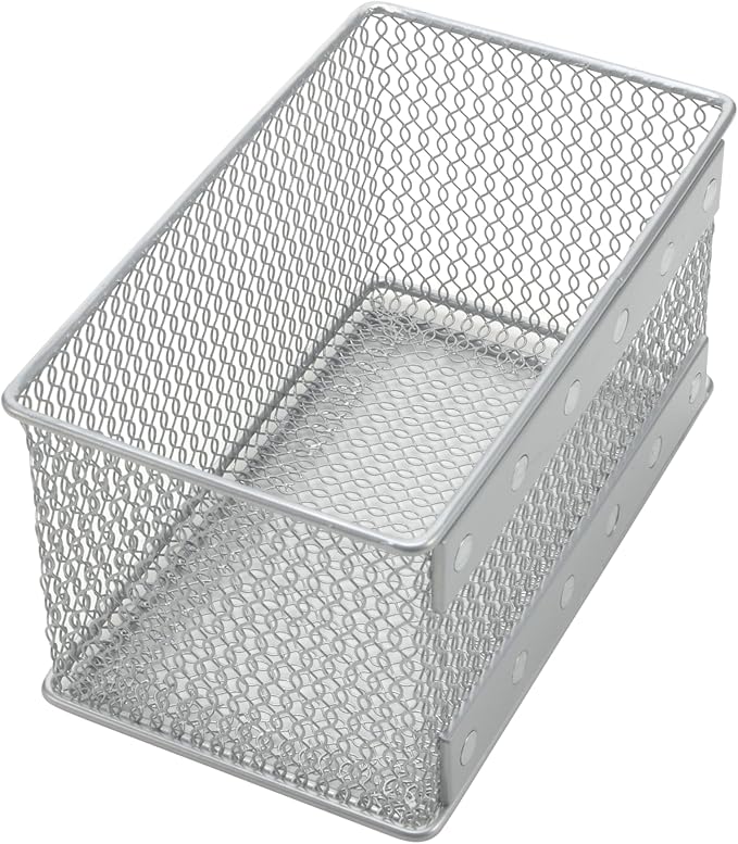 YBM HOME Magnetic Basket Storage Organizer with 16 Strong Magnets for Metal Desk, Fridge, Whiteboard, and Wall Locker Accessories, Medium (8-Pack)