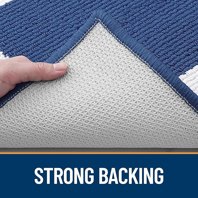 OLANLY Indoor Door Mat, 59x20, Non-Slip Absorbent Resist Dirt Entrance Mat, Washable Low-Profile Inside Entry Doormats for Entryway, Navy