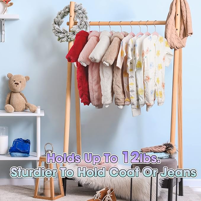 Baby Hangers Velvet 50 Pack-11.4 Inch,Baby Clothes Hangers Non Slip, Baby Hangers for Closet,Sturdy Infant/Toddler Hangers Pink Hangers