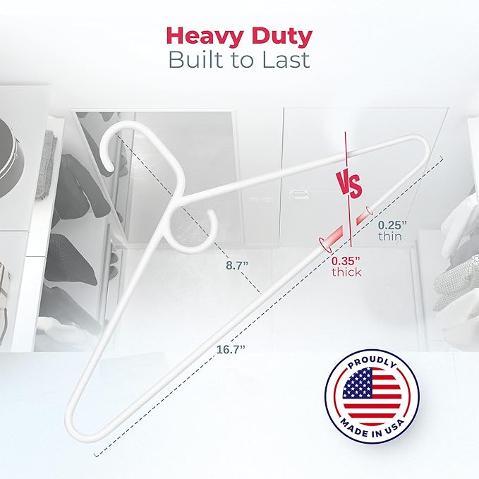 Neaties Heavy Duty Clothes Hangers 18 Pack – Made in the USA – 8lb Capacity Plastic Hangers for Adult Clothing – Durable for Pants, Coats, Jackets, or Jeans – Mint