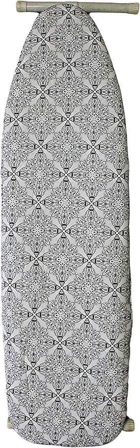 Ironing Board Cover and Pad with Straps - Scorch Resistant Silicone Coating, Fits Standard Size Boards, Elastic Edges for Secure Fit, 100% Cotton Cover, by Dependable Industries