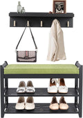Shoe Rack for Front Door Entrance, 28” Entryway Bench with Coat Rack, Hall Tree Shoe Bench with Storage for Entry, Hallway, Bedroom, Living Room