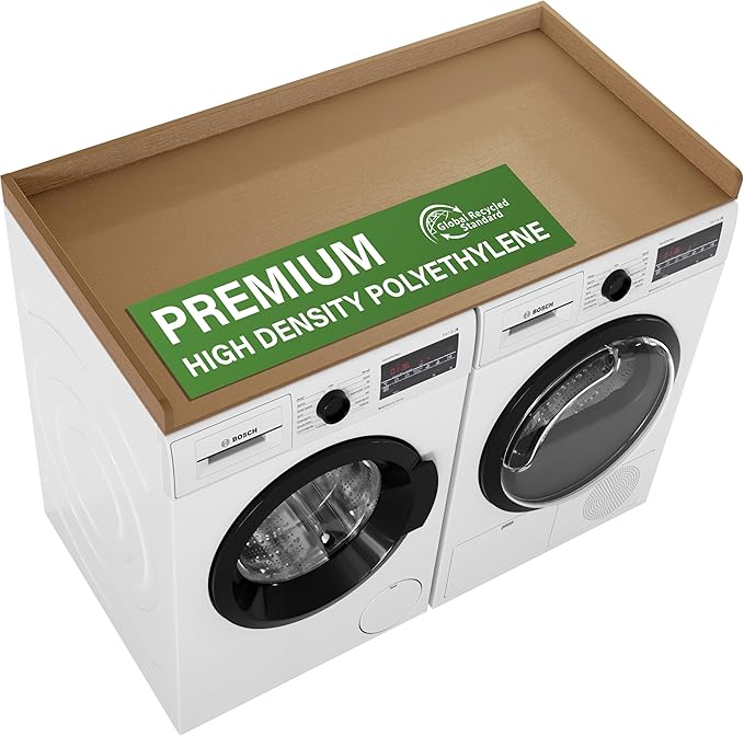 Washer Dryer Topper 54"x27.5" – Premium HD Polymer Laundry Countertop, Waterproof and Durable Washer Dryer Countertop with Raised Edges for Folding Clothes, Sorting Laundry, and Extra Storage