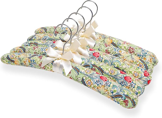 NEOVIVA Padded Hangers for Women Clothing, Floral Padded Clothes Hangers for Women, No Shoulder Bump Hangers for Adult, Padded Clothes Hangers for Women Sweaters, Dresses, Suits (Pack of 5)