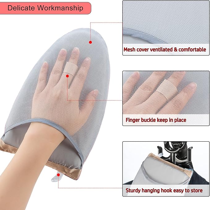 CINPIUK Garment Steamer Ironing Gloves Anti Steam Glove Heat Resistant Garment Steamer Mitt, Garment Steam Accessories for Clothes，Blue & White, 2PCS