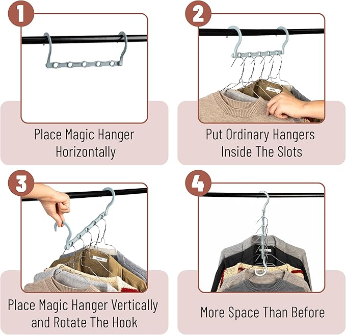 Mr. Pen- Space Saving Hangers for Clothes, 12 pcs, Pastel Horizon Colors, Plastic Multi Clothes Hangers Space Saving, 5 Slots, 360° Rotating Hooks